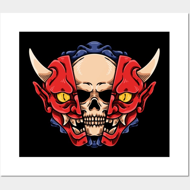 Skull Inside Oni Wall Art by andhiika